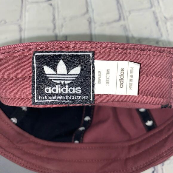Adidas Cap Hat Women’s Adjustable Strap Burgandy Trefoil 3 Stripe Logo - Picture 6 of 8